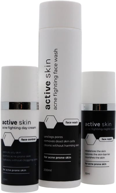 Activeskin Skincare Set Mannen – Complete Acne Routine – Face Wash, Dag- & Nachtcrème – Onzuivere & Vette Huid – Gezichtsverzorging man