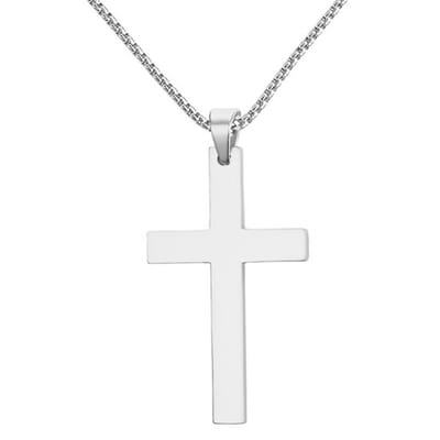Ketting met hanger kruisje zilverkleur.