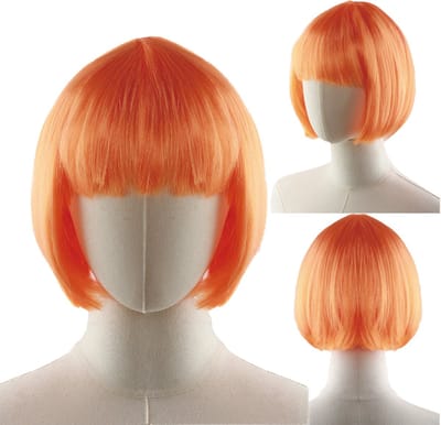 Daity Een bobpruik voor Koningsdag, cosplaypruik, decoratie voor een Koningsdagkostuumfeest (oranje)
