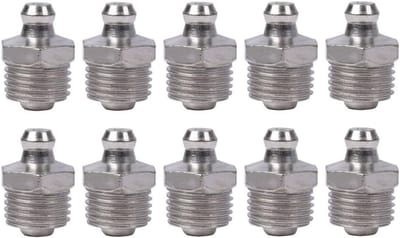 10 stuks rechte smeernippels met buitendraad voor hydraulische systemen, voertuigen en motoren (M13 x 1.5)