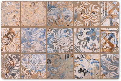 Placemats 45x30 cm - Placemat kunststof - 1 stuk - Tegels - Antiek - Bladeren - Bruin - Borden onderleggers - Decoratie voor op tafel - Keuken tafeldecoratie accessoires - Vinyl onderlegger - Tafelversiering