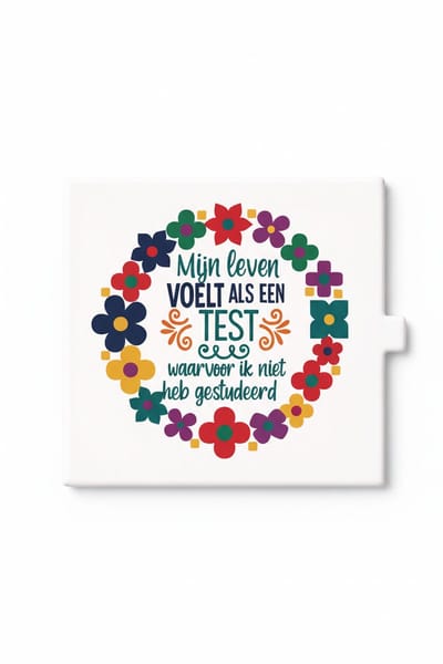 Grappige Levenstest Quote Tegel – Kleurrijk Bloemen Design – “Mijn Leven Voelt Als Een Test Waarvoor Ik Niet Heb Gestudeerd” Keramische Decoratieve Tegel Cadeau