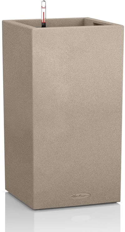 LECHUZA CANTO Stone 30 high - Plantenbak - met uitneembare binnenbak - met bewateringssysteem - ALL-IN-ONE set met LECHUZA-PON - zandbeige