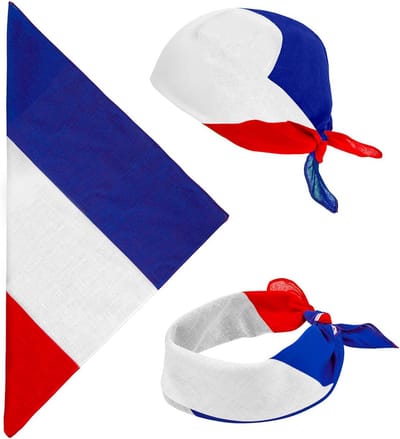 Franse Bandana Hoofddoek Blauw Wit Rood - Sjaal voor Feest en Sportevenementen