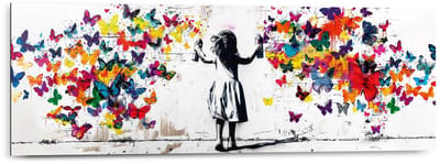 Schilderij Graffiti vlinders - 30 x 90 - Hout - REINDERS