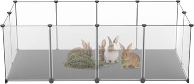 NAIZY buitenverblijf 12 stuks box 143x73x46cm box met mat puppy box wit kleine dierenverblijf 35x45cm per stuk vrije uitloopverblijf DIY uitbreidbaar konijnen-caviaverblijf
