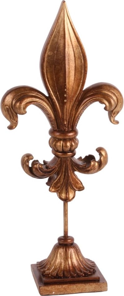 Baroque - Decoratief beeld of figuur - Fleur-de-lis op Voet 38 cm - Goud - Resin - 38x15.5x10 - Polyresin