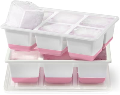 Dailygoods- IJsblokjesvorm XXL - IJsblokjesvorm met Deksel - Ijsklontjes Vorm Siliconen - BPA-vrij - 6 CM Groot - 12x 140 ml IJsblokjes - Ijsklontjesvorm