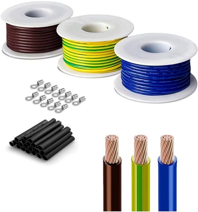 Flexibele Elektrische Installatiekabel Set 10m 3x0.75mm² Koper - Bruin Blauw Groen-Geel