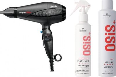 Babyliss PRO Ionic Levante Föhn 2100W + Schwarzkopf OSiS+ Flatliner 200ml + OSiS+ Session Hairspray 500ml
