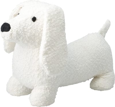 Home & Styling Deurstopper - Teckel hondje - wit - polyester - 34 x 20 cm - dieren - kinderkamer - deurgewicht - tegen klapperende deuren
