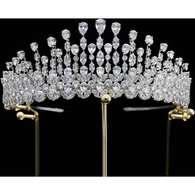 Europese en Amerikaanse Koreaanse Versie Bruidshaaraccessoires Prinsessenkroon Bruiloftstiara Zirkonia Kroon Paleis gray