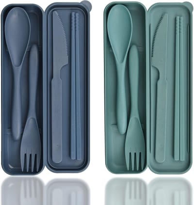 Campingbestekset 2-delig met etui – Draagbaar en herbruikbaar bestek voor picknick en outdoor