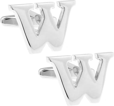Amanto Manchetknopen Letter W - 316L Staal - Alfabet - 15x21mm