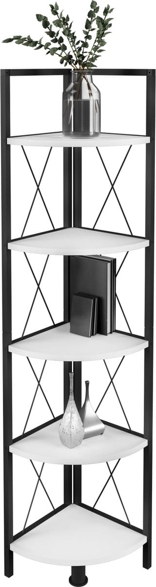 Houten metalen hoek plank opslag stand plank boekenplank decoratieve boeken stand plank Insasi 5