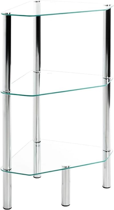 Moderne bijzettafel met veiligheidsglas en chroom afwerking - 45 cm breed