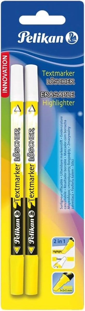 Uitwisbare markeerstift met inktblusser - 2 stuks