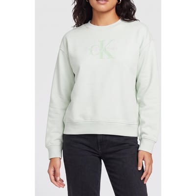Calvin Klein Long Sleeve French Terry Monogram Phantom Green Taglia: XS | Maglie a manica lunga Outlet | Donna | Verde