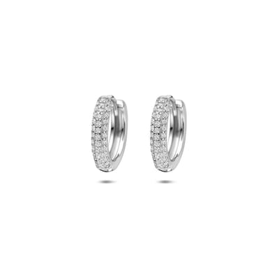 Zilveren gerhodineerde klapoorringen zirkonia 13,5 mm - 1341362