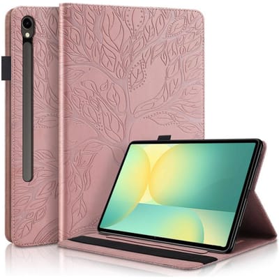 Housse de Tablette Pour Samsung Tab S10 Lite Étui Gaufrage Arbre Portefeuille à Rabat Support Housse Pour Funda Galaxy Tab S10 Lite Étui 10.9 pouces S10 Lite (10.9 inch) rose or