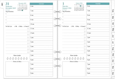 Dagelijkse Planner Vullingen A5 - Een Pagina per Dag, Januari 2025 tot December 2025, Georganiseerd, Takenlijst, Notities en Afsprakenschema