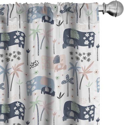 ABAKUHAUS Dieren Gordijnen – 2x75x225 cm – Microfiber – Meerkleurig