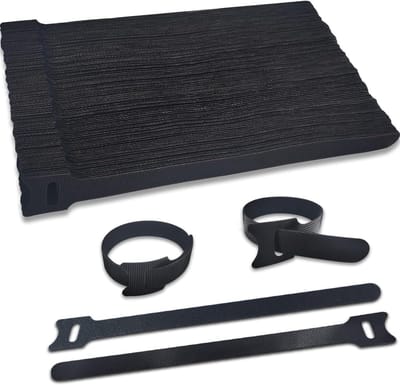 Zwarte Kabelbinders, Verpakking van 100 Stuks, Herbruikbare 200 x 12 mm Bevestigingsmiddelen voor Thuis, Kantoor en Tuin