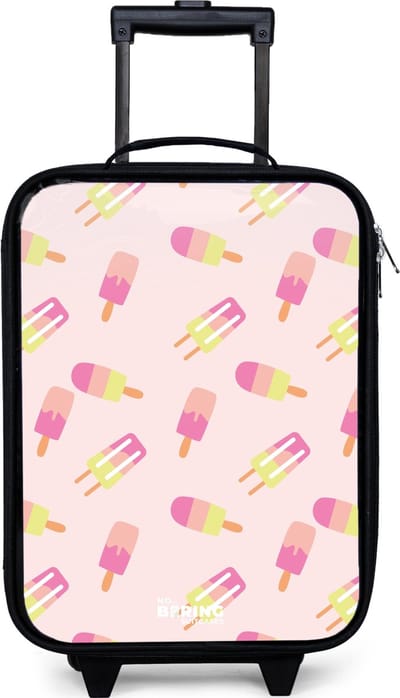 NoBoringSuitcases.com® - Kinderkoffer jongen - Kindertrolley meisje - Wervelende waterijsjes - Koffer kind lichtgewicht - Reiskoffer trolley voor kinderen - Koffertje met lichtgevende wieltjes - Rolkoffer zwart