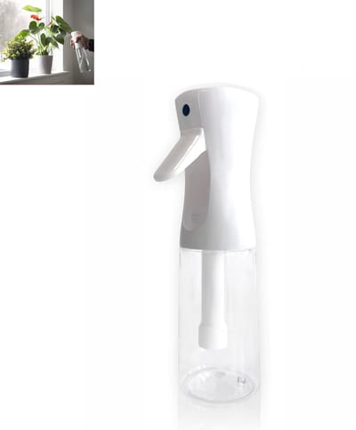 Plantenspuit - Sprayfles continu sproeier - Plantenspuit - Navulbare spuitfles - 360° spuitkegel, ultrafijne nevel, lekvrij - Plastic, inhoud 200 ml - 24×6 cm - Geschikt voor haarverzorging, planten en schoonmaken - Wit