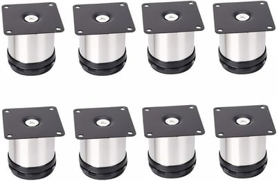 Famanu - 8 STKS 50x50mm Verstelbare Ondersteuning Meubelpoten Rvs Ronde Kast Voeten