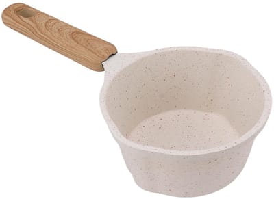 Dailygoods- Saupan Met Anti-aanbaklaag - Kleine Pan - Multifunctionele Kookpot - Platte Bodem - Wit - Capaciteit 250 ml - Kookpan