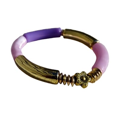 2 Love it Rose - Armband - Elastisch - Polsmaat 17 - 20 cm - Tube kralen