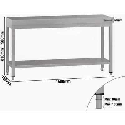 GGM Gastro Edelstahl Arbeitstisch ECO - 1600x700mm - mit Grundboden Zilver