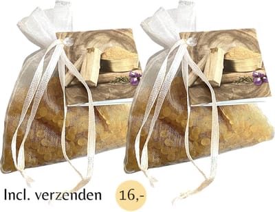 Geurparels 2x 'Boles d'olor Santal ' - Inclusief verzenden - Sandelhout - Hout - Geurkorrels - Geurzakje - Geurbuiltjes - Geurbuiltje - Geurverfrisser - Luchtverfrisser - Verfrisser - Parfum - Frisse geur - Kledingkast - Kleding - Kast - Bruin