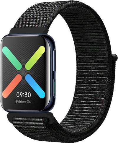 Nylon Smartwatch bandje - Geschikt voor Oppo Watch nylon band - zwart - Strap-it Horlogeband / Polsband / Armband - Oppo 41mm