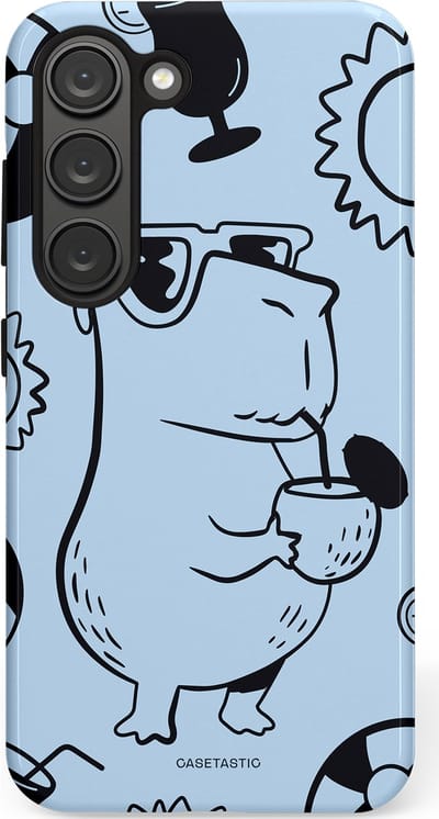 Casetastic Hoesje Geschikt voor Samsung S23 - Stijlvolle Beschermende Duo-layer Case - Capibara cocktail