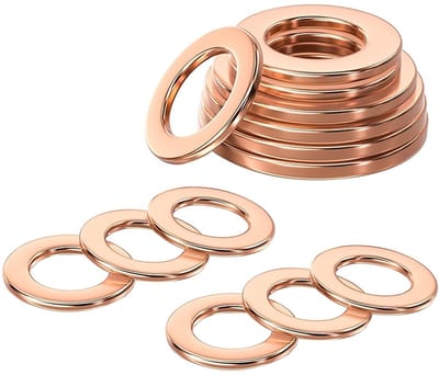 Dailygoods- Afdichtringen 20 Stuks - Platte Sluitringen - Koperen Ringen - ID 6 mm - OD 10 mm - Duurzaam Materiaal - Voor Schroeven/Bouten