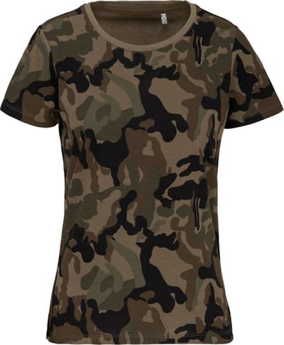 Kariban Dames-t-shirt camo korte mouwen K3031 - Olive Camouflage - 3XL