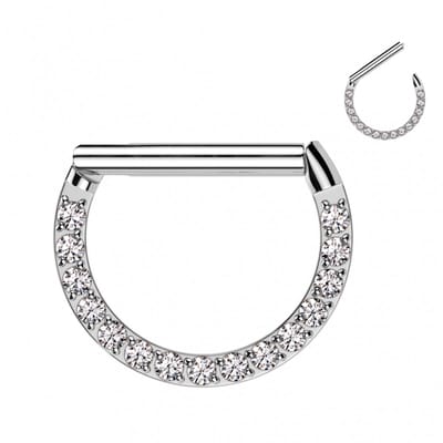 Piercing PVD front facing gemmed style 12x8 - zilver - LMPiercings