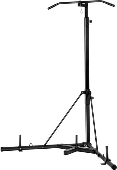 2-In-1 Boksbal Standaard Met Klimrek - 65 Kg Draagvermogen - Zwarte Freestandende Fitness Oplossing