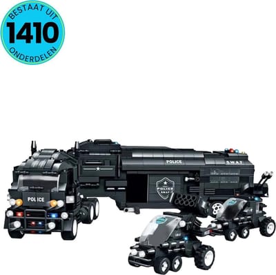 WOMA® Politie Speelgoed Set Geschikt voor LEGO - Vanaf 6 Jaar - 1413 Bouwstenen - Bouwset - STEM Speelgoed - Bouwspeelgoed - Inclusief Handleiding