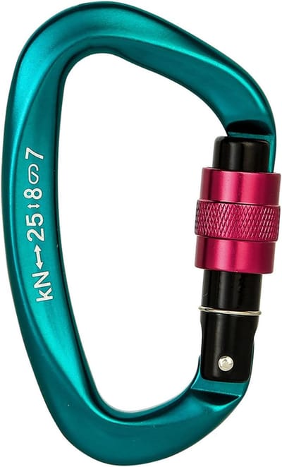 Veilige Sloten Karabijnhaak - D-vormige Haak - Klimmen Outdoor - 25KN Trekvermogen - 10 cm Lengte - Donkergroen