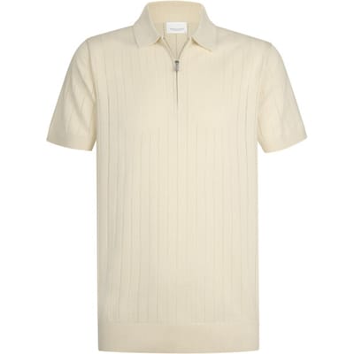Poloshirt met rits Profuomo normale fit creme