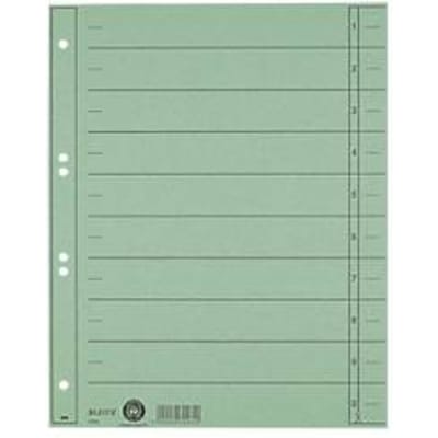 Leitz Staffeltabblad Karton - Beschrijfbare Tabs, 2/4-rings - Voor Ordners en Ringbanden - Groen