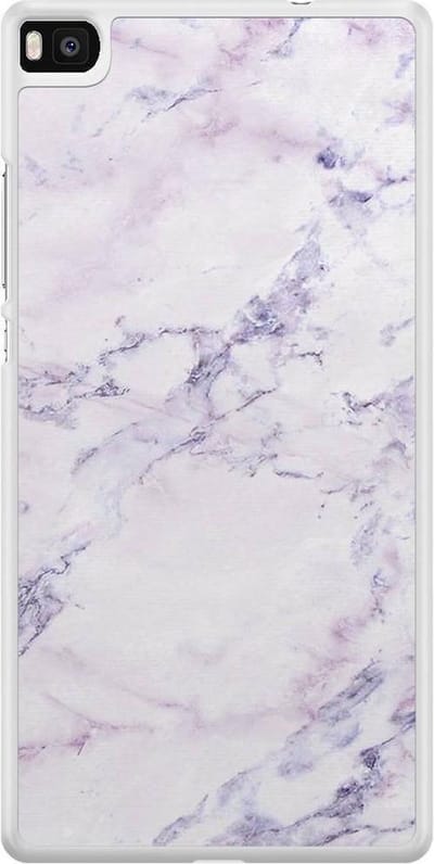 Casimoda® telefoonhoesje - Geschikt voor Huawei P8 - Parelmoer Marmer - Zwart TPU hoesje - Backcover - Multi - Marmer
