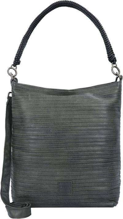 FREDsBRUDER Leren Schoudertas Enna Hobo Bag Antracite Antraciet
