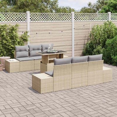 vidaXL - Tuinbank - Set - 7 - st - Beige - en - Lichtgrijs