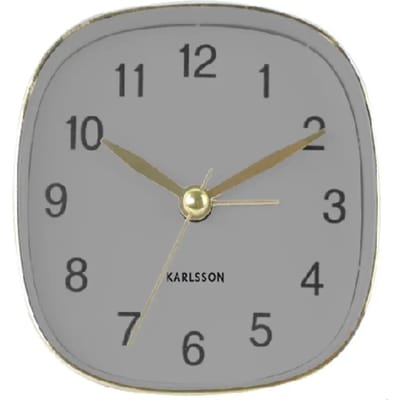 Karlsson Wekker Travel Square - Muisgrijs - 8.5x8.5x8.5cm - Modern - Wekker voor slaapkamer - Wekkers