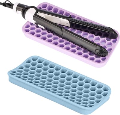 Hittebestendige Mat - Styling Tool Pad - Bescherming Styling Tools - Honingraat Ontwerp - 20.5 x 9.5 cm - Blauw Paars