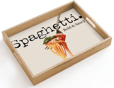 Dienblad hout 40x30 cm - Schootdienblad - Spaghetti - tomatensaus - Parmezaanse kaas - Borrelplank rechthoek - Plateau dienbladen